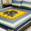 Digital gold panel 3pc Bedsheets Export quality