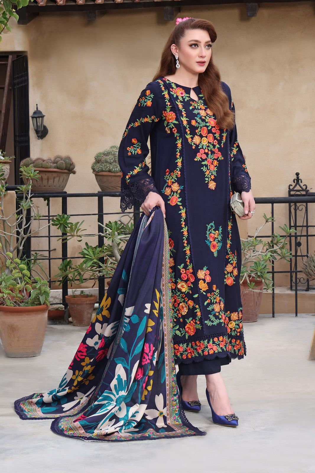 3Pieces Premium Embroidered Dhanak Collection - Image 2