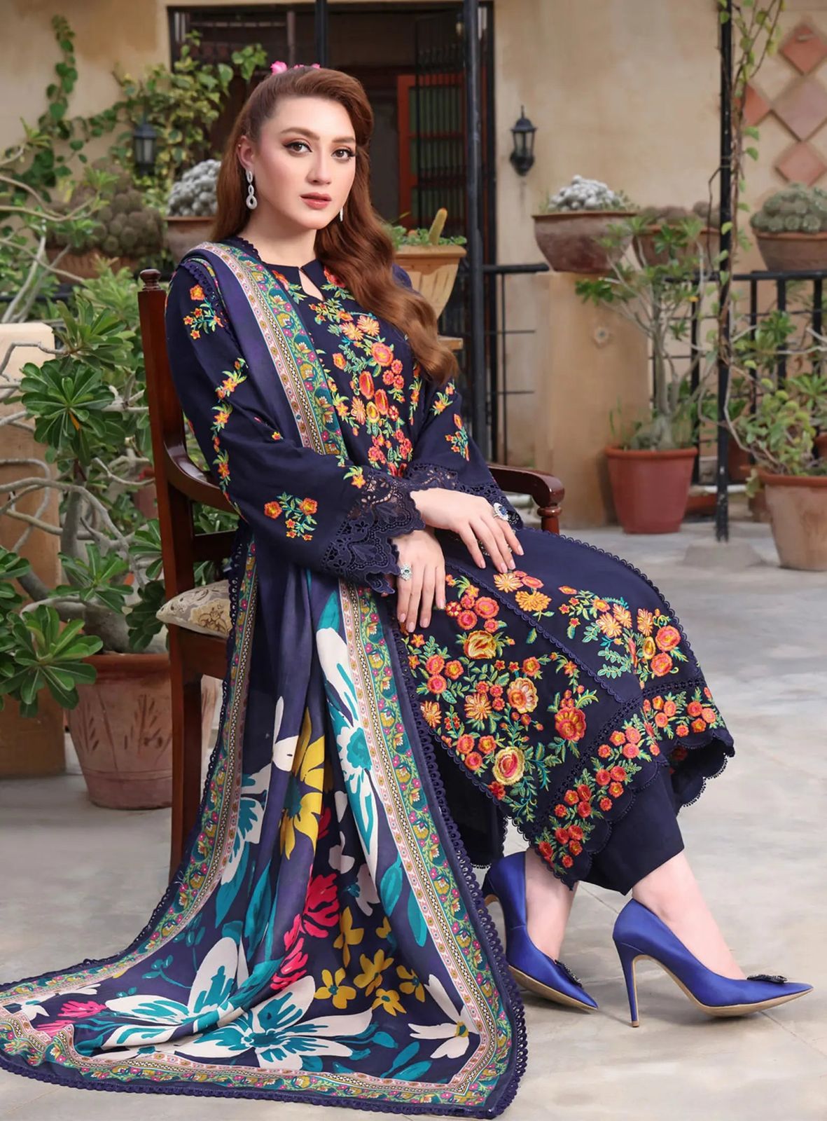 3Pieces Premium Embroidered Dhanak Collection - Image 3