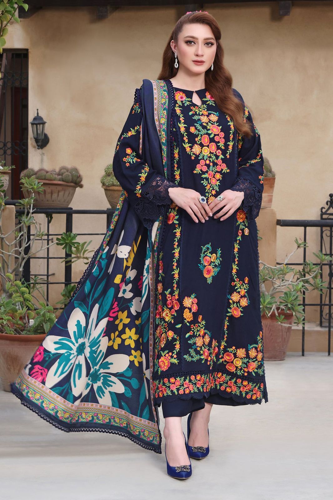 3Pieces Premium Embroidered Dhanak Collection