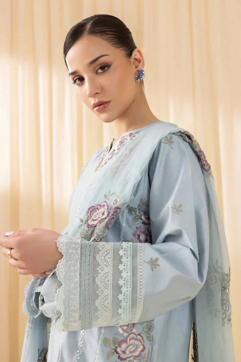 3Pieces Premium Embroidered Dhanak Collection - Image 2