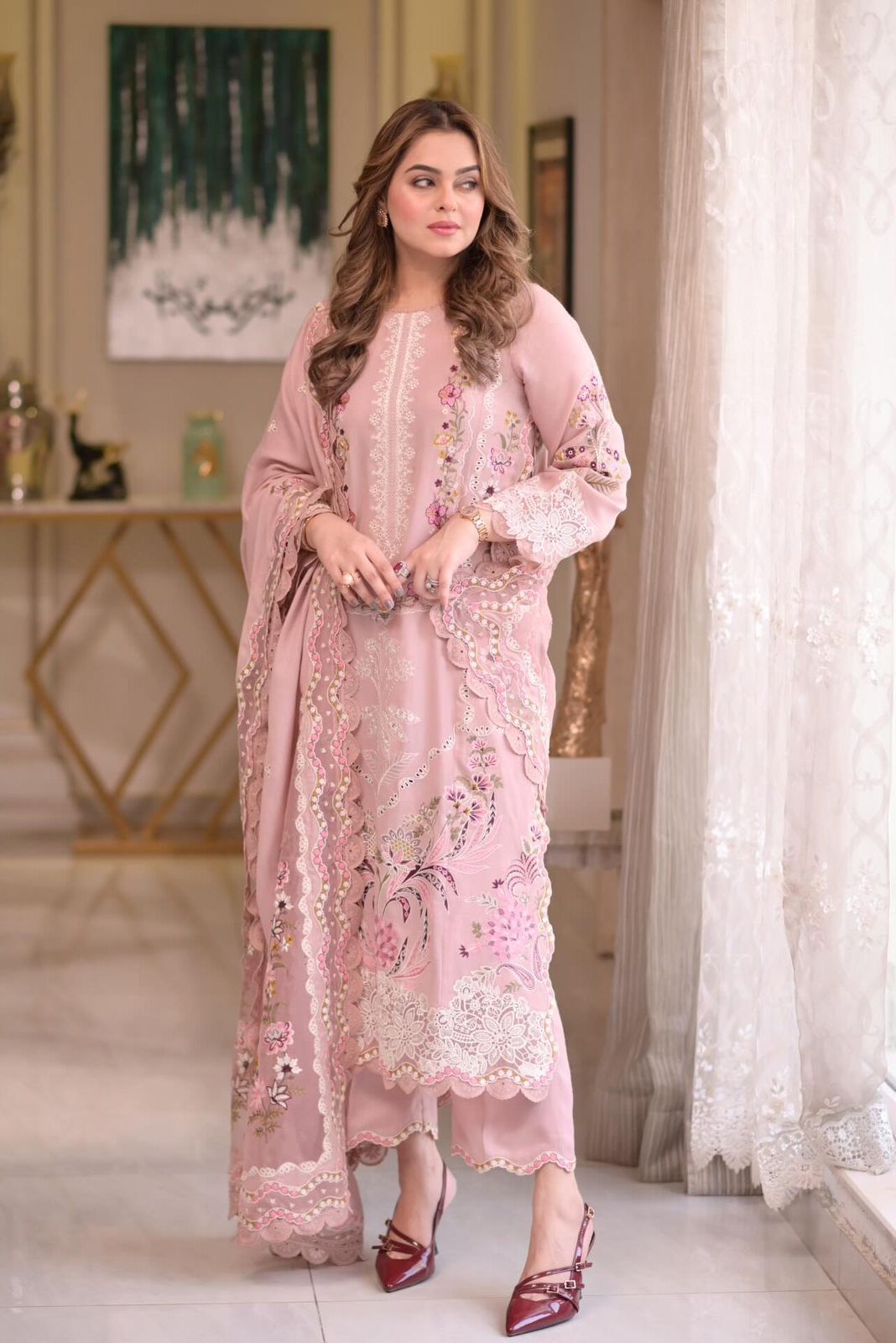 3Pcs Premium Luxury Embroidered LAWN Collection - Image 3