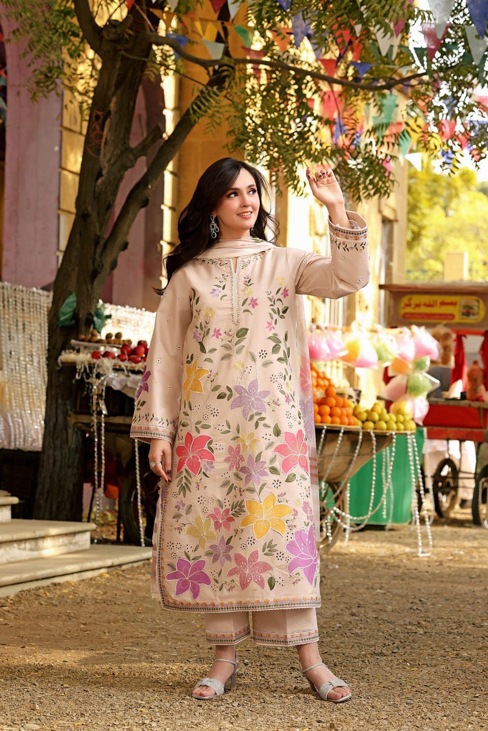 3 Piece Premium Embroidered Lawn Collection By ANEELA'S - Image 5