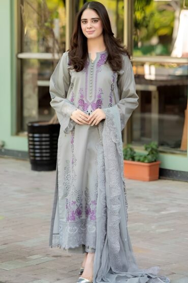 3 Piece Premium Embroidered Lawn Collection By ADAN LIBAAS