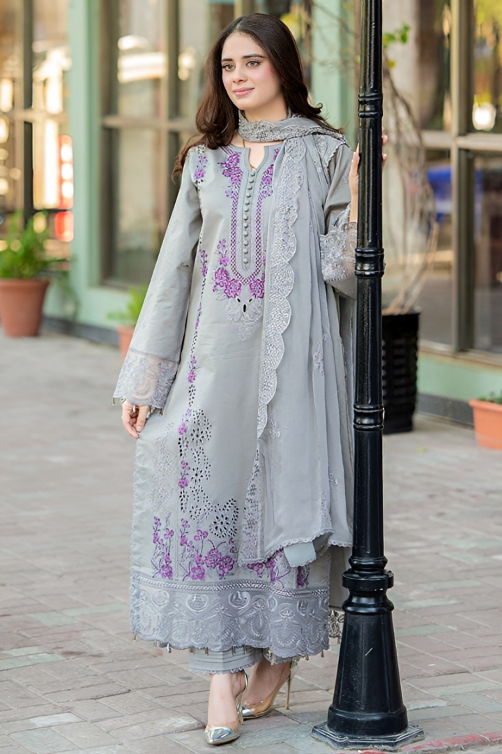 3 Piece Premium Embroidered Lawn Collection By ADAN LIBAAS - Image 3