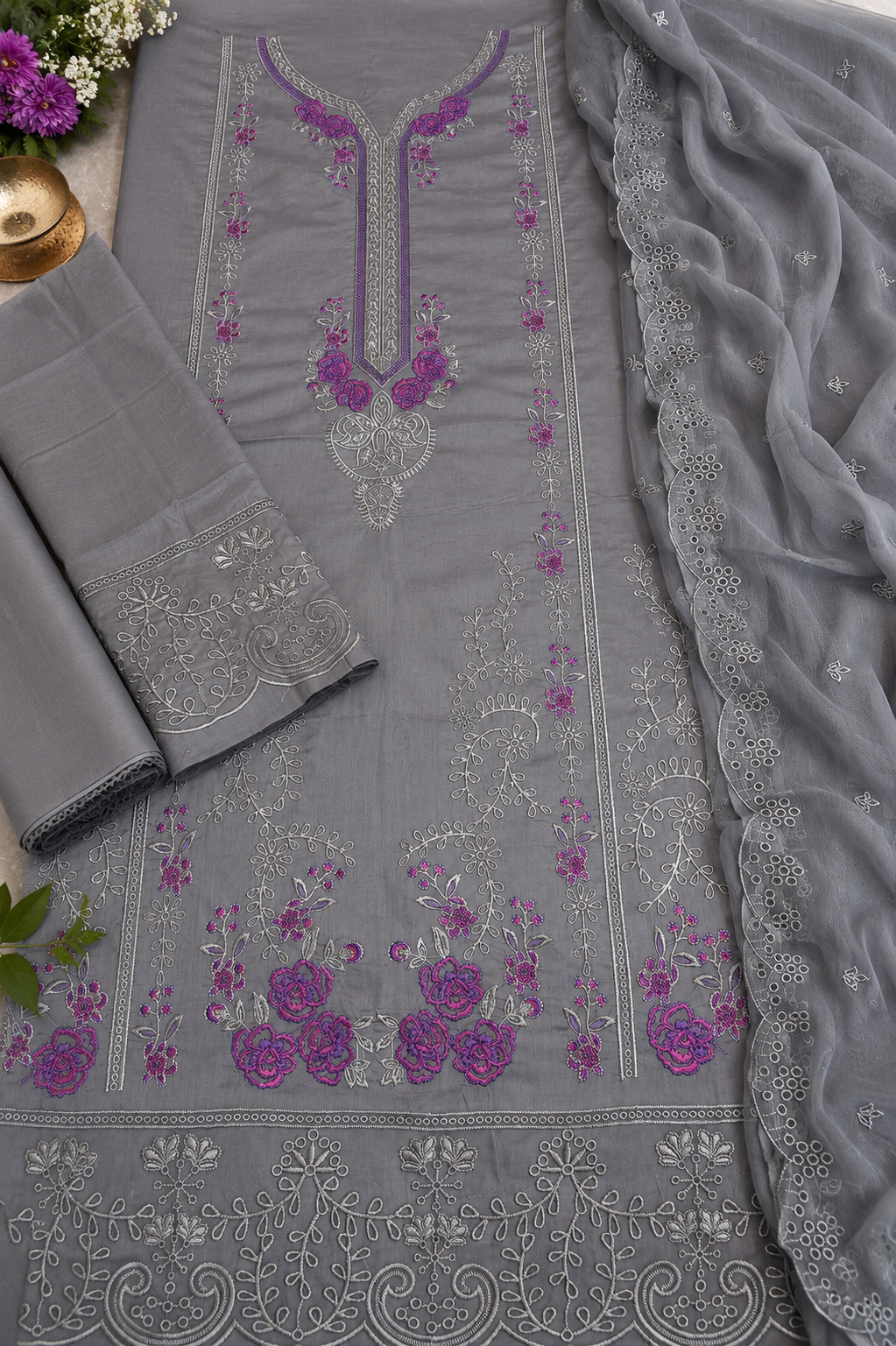 3 Piece Premium Embroidered Lawn Collection By ADAN LIBAAS - Image 5